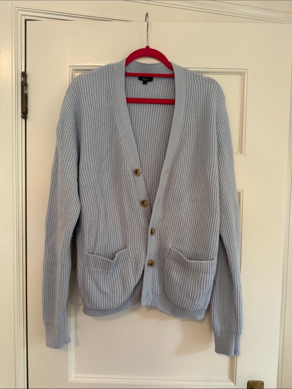 Rails Light Blue Ribbed V-Neck Cardigan Sweater